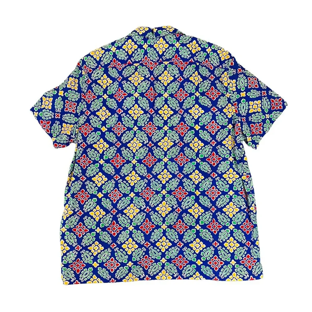 NWT J. Crew Blue Floral Short-Sleeve Slub Cotton Camp-Collar Shirt